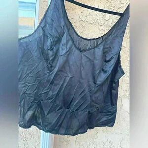 Vassarette slip top undershirt cami Black sable silky Womens size 2xL